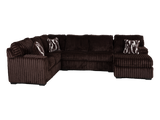 Contemporary Chocolate Brown Corduroy L-Shaped Sectional Sofa with Oversized Chaise, Deep Seating & Ribbed Plush Design