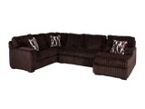 Contemporary Chocolate Brown Corduroy L-Shaped Sectional Sofa with Oversized Chaise, Deep Seating & Ribbed Plush Design