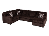 Contemporary Chocolate Brown Corduroy L-Shaped Sectional Sofa with Oversized Chaise, Deep Seating & Ribbed Plush Design