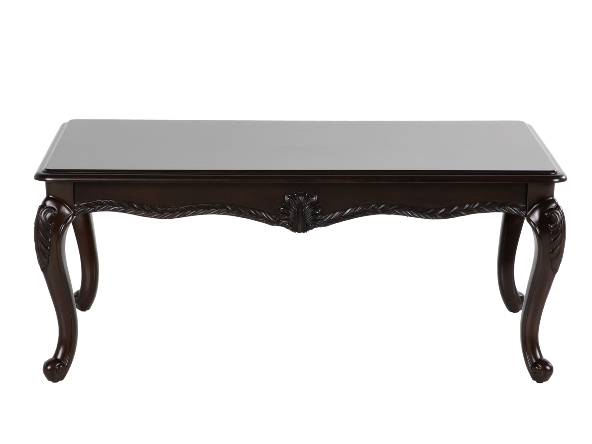 Dark Brown Traditional 3-Piece Coffee Table Set with Wooden Tops
