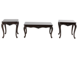 Dark Brown Traditional 3-Piece Coffee Table Set with Wooden Tops