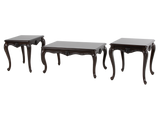 Dark Brown Traditional 3-Piece Coffee Table Set with Wooden Tops