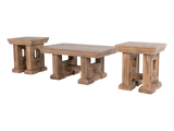 Rustic Brown Farmhouse 3-Piece Coffee Table Set with Pedestal Design