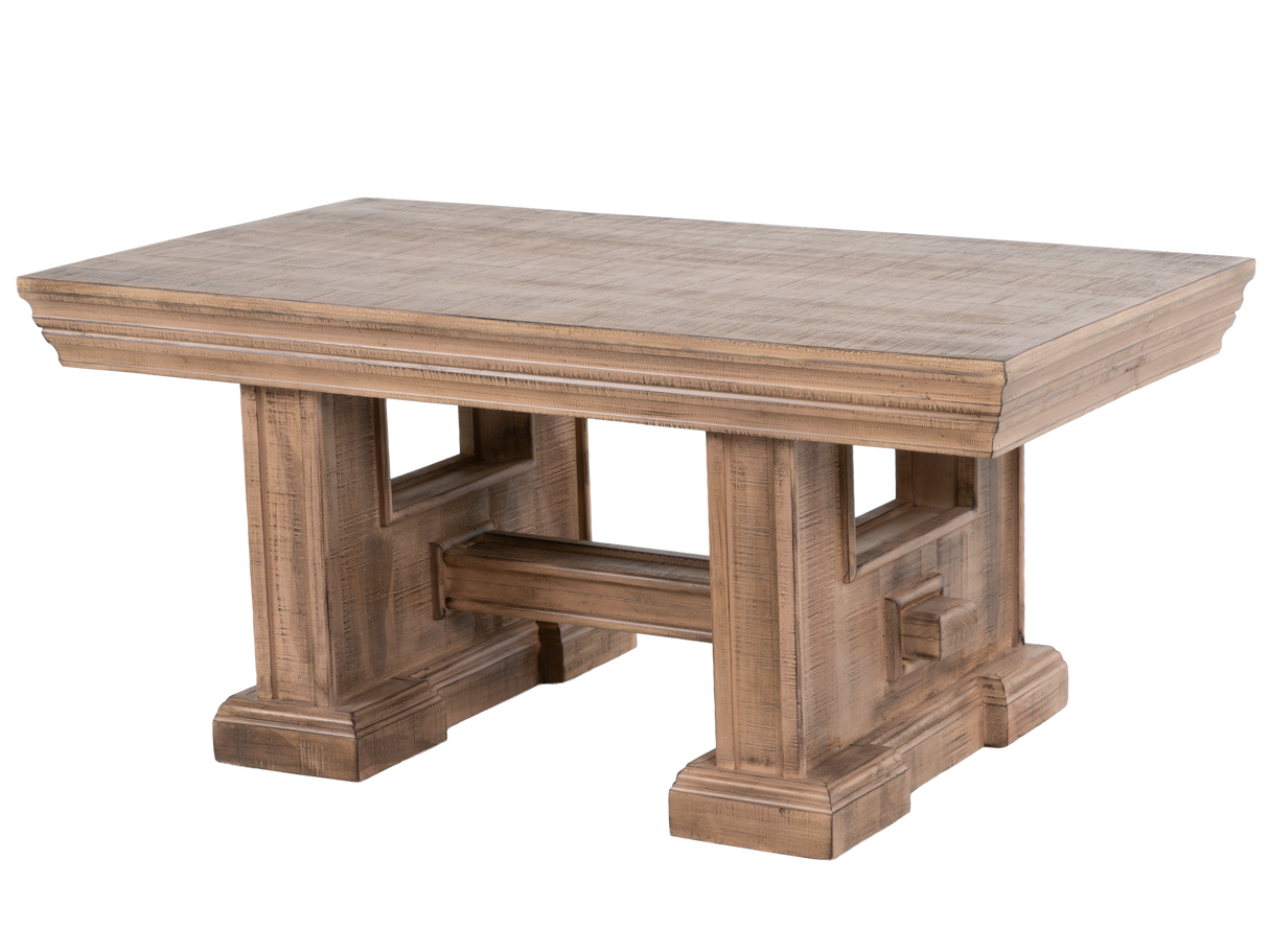 Rustic Brown Farmhouse 3-Piece Coffee Table Set with Pedestal Design