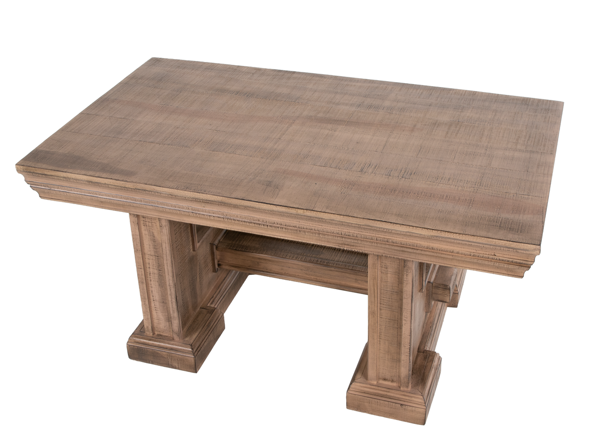 Rustic Brown Farmhouse 3-Piece Coffee Table Set with Pedestal Design