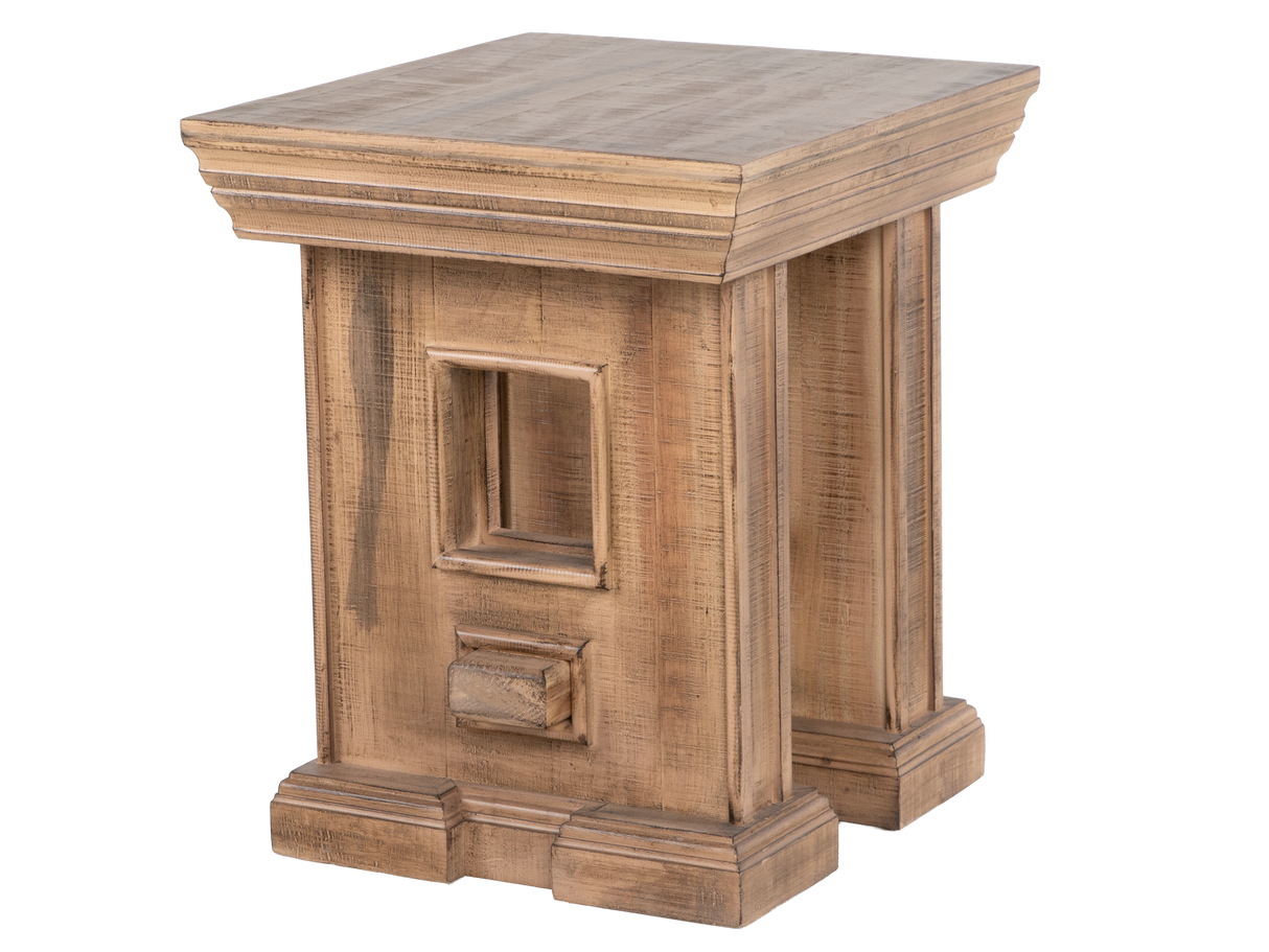 Rustic Brown Farmhouse 3-Piece Coffee Table Set with Pedestal Design