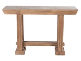 Rustic Brown Farmhouse Sofa Table with Pedestal Base Design
