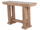 Rustic Brown Farmhouse Sofa Table with Pedestal Base Design
