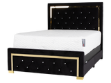 Glam Black Velvet & Gold 6-Piece Bedroom Set