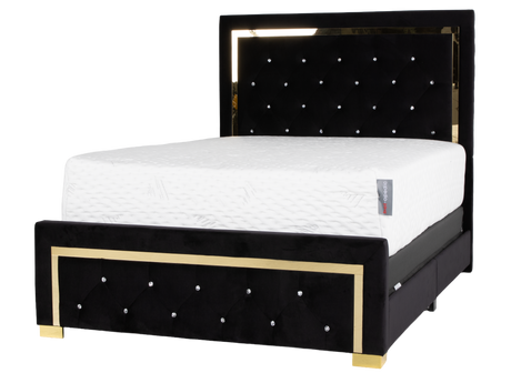 Glam Black Velvet & Gold 6-Piece Bedroom Set - view 3