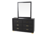 Glam Black Velvet & Gold 6-Piece Bedroom Set