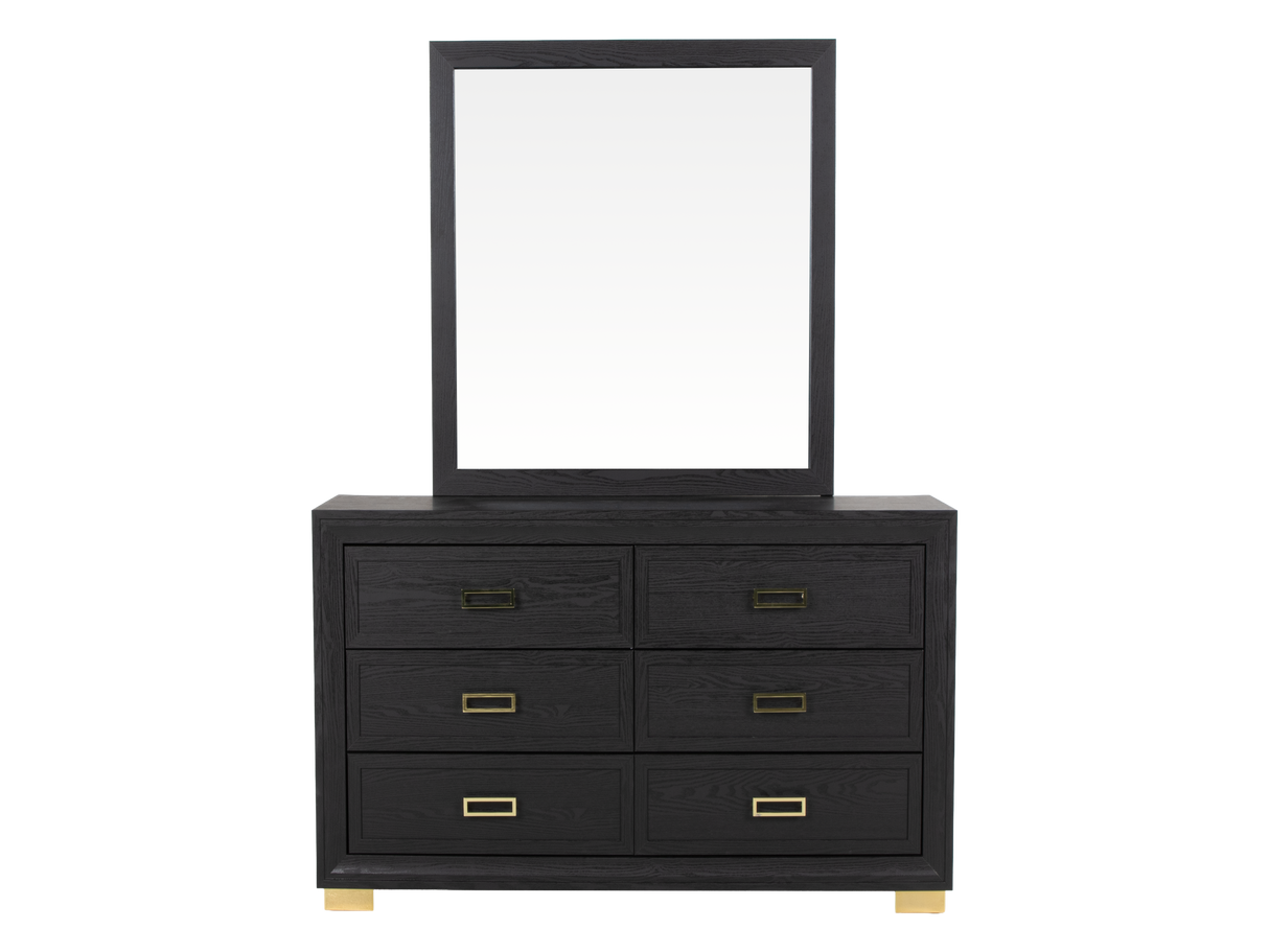 Glam Black Velvet & Gold 6-Piece Bedroom Set