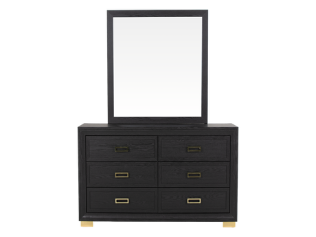 Glam Black Velvet & Gold 6-Piece Bedroom Set - view 5