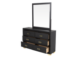 Glam Black Velvet & Gold 6-Piece Bedroom Set