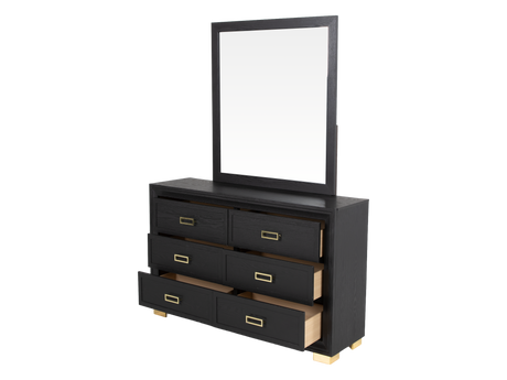 Glam Black Velvet & Gold 6-Piece Bedroom Set - view 6