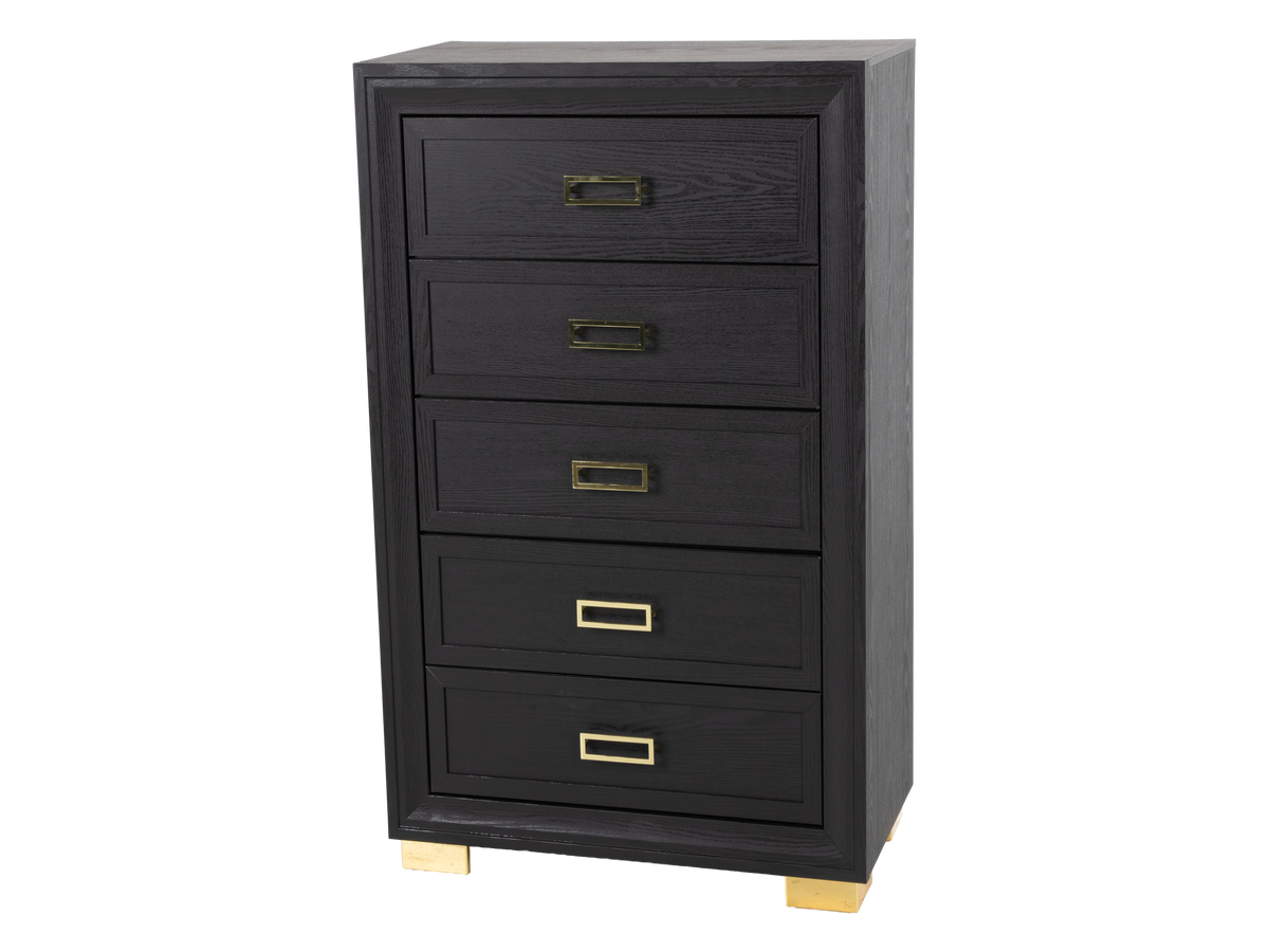 Glam Black 5-Drawer Chest with Gold Accents - view 2
