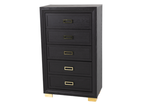 Glam Black 5-Drawer Chest with Gold Accents - view 2