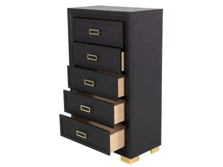 Glam Black 5-Drawer Chest with Gold Accents - view 4