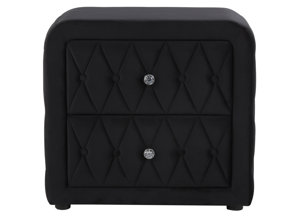 Black Velvet 2-Drawer Nightstand