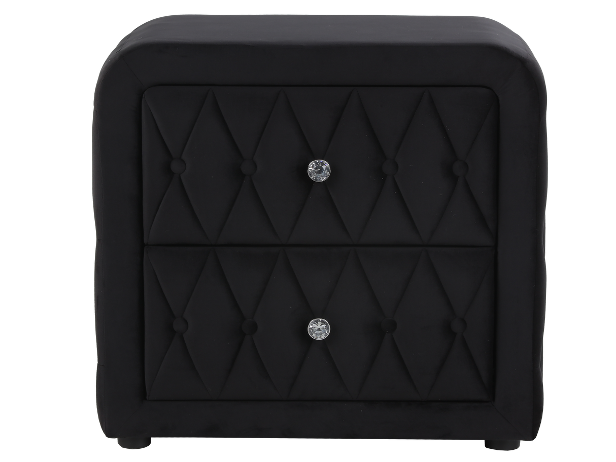 Black Velvet 2-Drawer Nightstand
