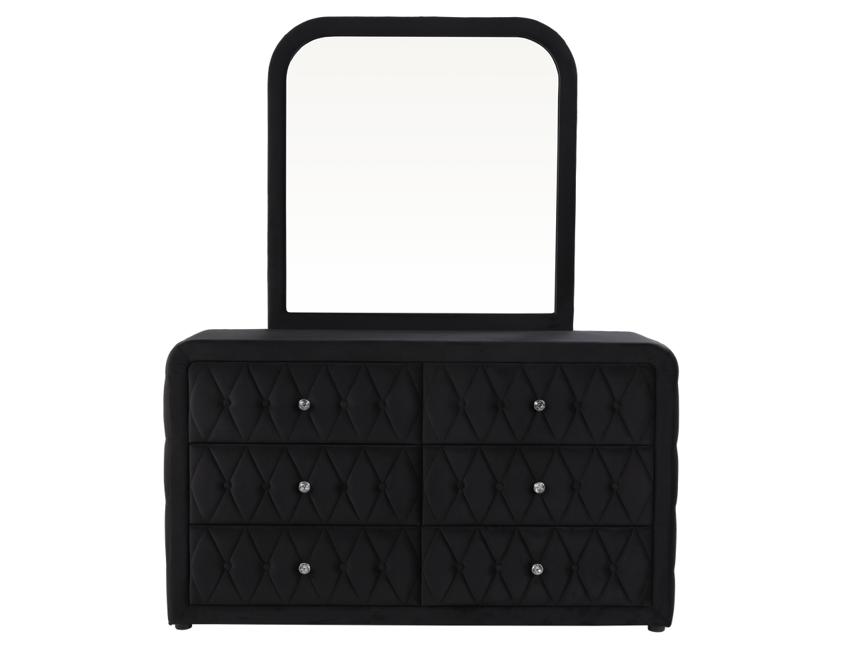 Velvet Tufted Bedroom Set with Built-in Fireplace, TV Stand, and Bluetooth Speakers by Mollai Collections | Bel Furniture