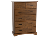 Light Oak 6-Drawer Bedroom Chest with Black Metal Pulls