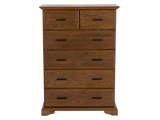 Light Oak 6-Drawer Bedroom Chest with Black Metal Pulls