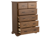 Light Oak 6-Drawer Bedroom Chest with Black Metal Pulls