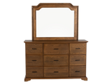 6-Piece Bedroom Set with LED Lighting, Button-Tufted Upholstered Storage Bed, Dresser, Mirror & Nightstand — Light Oak Finish
