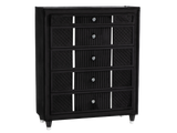 Velvet Black 5-Drawer Chest with Corduroy Accents, Dovetail Drawers & Ball-Bearing Glides
