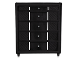 Velvet Black 5-Drawer Chest with Corduroy Accents, Dovetail Drawers & Ball-Bearing Glides