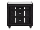 Velvet Black Glam Nightstand with Corduroy Accents