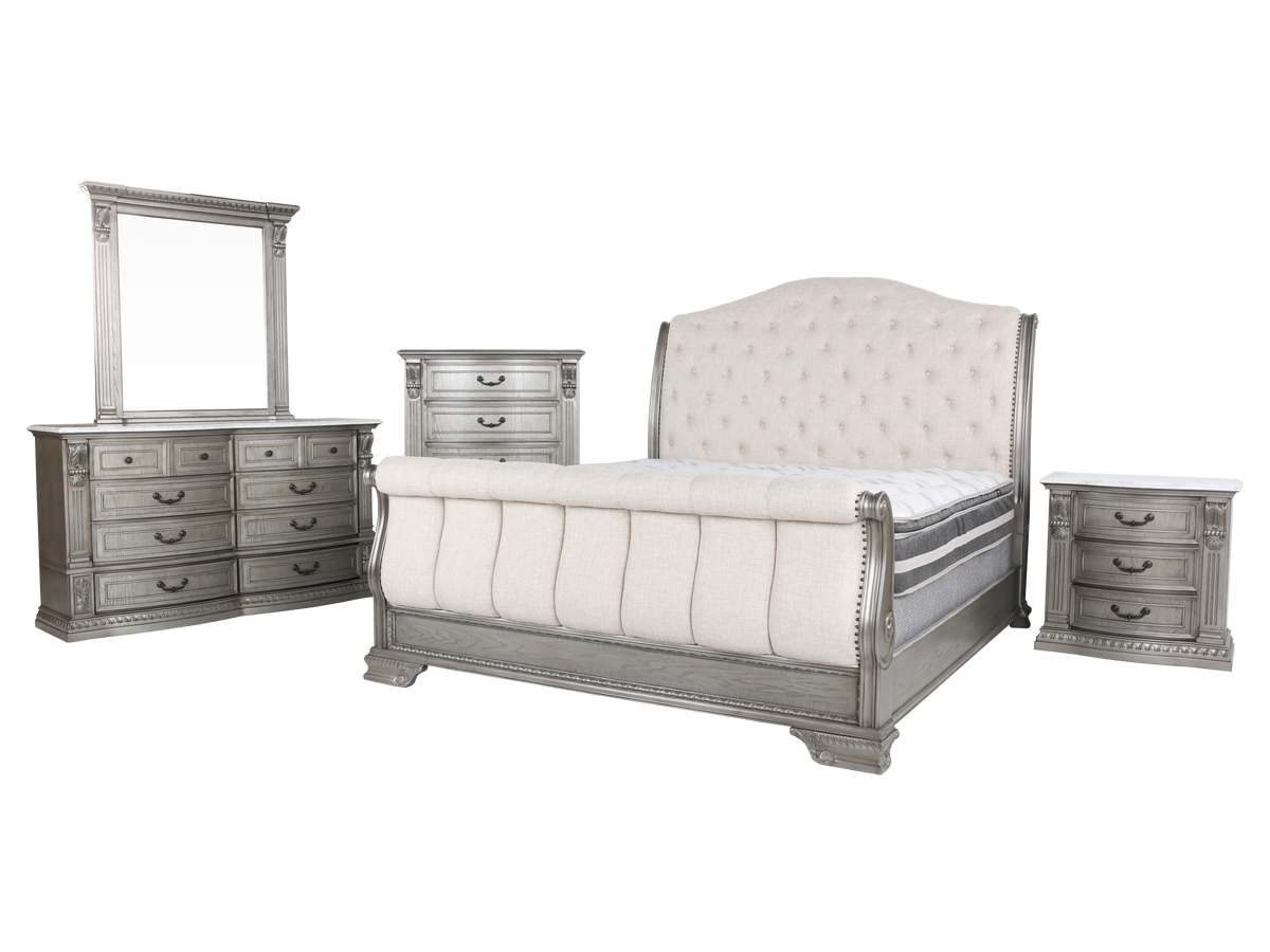 Grand-Platinum 6 PIECE QUEEN BEDROOM SET by Mollai Collections | Bel Furniture