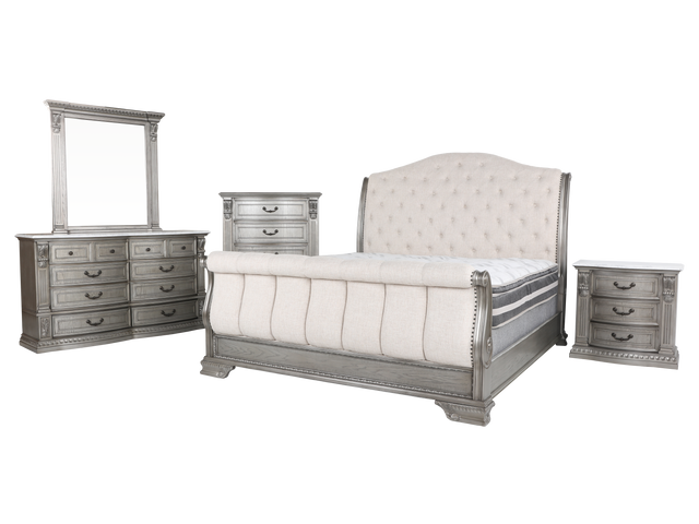 Grand-Platinum 6 PIECE QUEEN BEDROOM SET by Mollai Collections | Bel Furniture