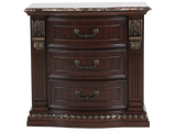 Cherry 3-Drawer Nightstand with Cherry Marble Top