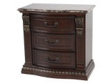Cherry 3-Drawer Nightstand with Cherry Marble Top