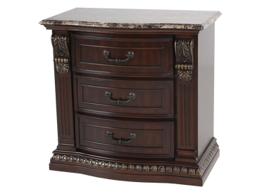 Cherry 3-Drawer Nightstand with Cherry Marble Top