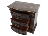 Cherry 3-Drawer Nightstand with Cherry Marble Top