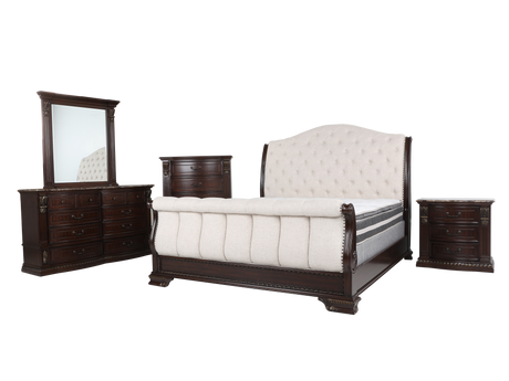 Grand-Cherry 6 Piece Queen Bedroom Set by Mollai Collections | Bel Furniture