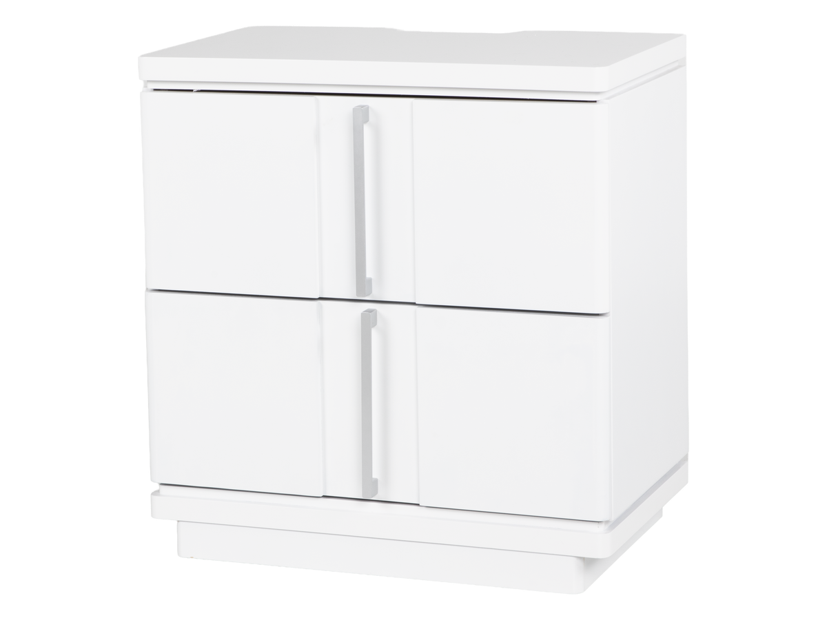 White Modern Bedroom Nightstand with USB Port