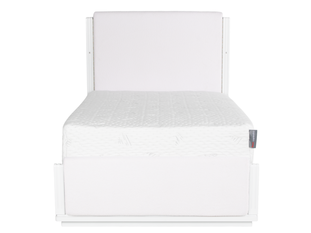 White 6-Piece Upholstered Bedroom Set with LED Bed, Dresser, Mirror & Nightstand
