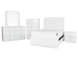 White 6-Piece Upholstered Bedroom Set with LED Bed, Dresser, Mirror & Nightstand