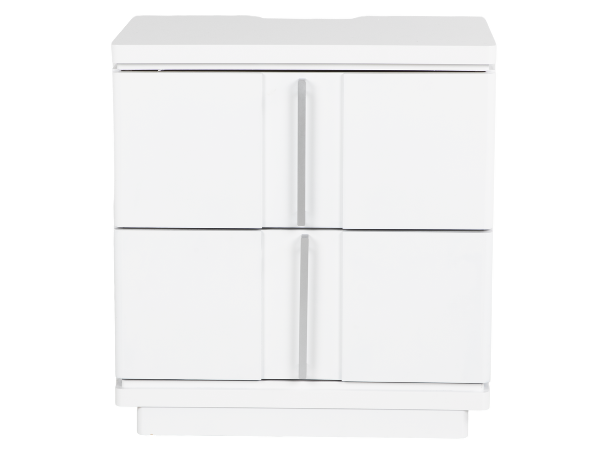 White Modern Bedroom Nightstand with USB Port
