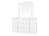 White 6-Piece Upholstered Bedroom Set with LED Bed, Dresser, Mirror & Nightstand