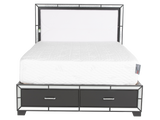 Modern Glam Graphite 6-Piece Bedroom Set with LED Upholstered Bed, Dresser, Mirror & USB Nightstand