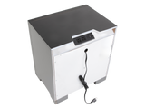 Modern Glam Graphite 2-Drawer Nightstand with USB Charging & Mirror Trim Accents
