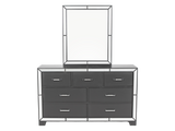 Modern Glam Graphite 6-Piece Bedroom Set with LED Upholstered Bed, Dresser, Mirror & USB Nightstand