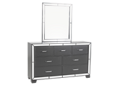 Modern Glam Graphite 6-Piece Bedroom Set with LED Upholstered Bed, Dresser, Mirror & USB Nightstand