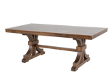 7-Piece Transitional Trestle Dining Room Set with Nailhead Upholstered Chairs (Brown)