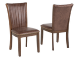 7-Piece Transitional Trestle Dining Room Set with Nailhead Upholstered Chairs (Brown)